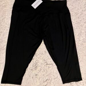 Black Cropped Leggings With Pockets 4XL